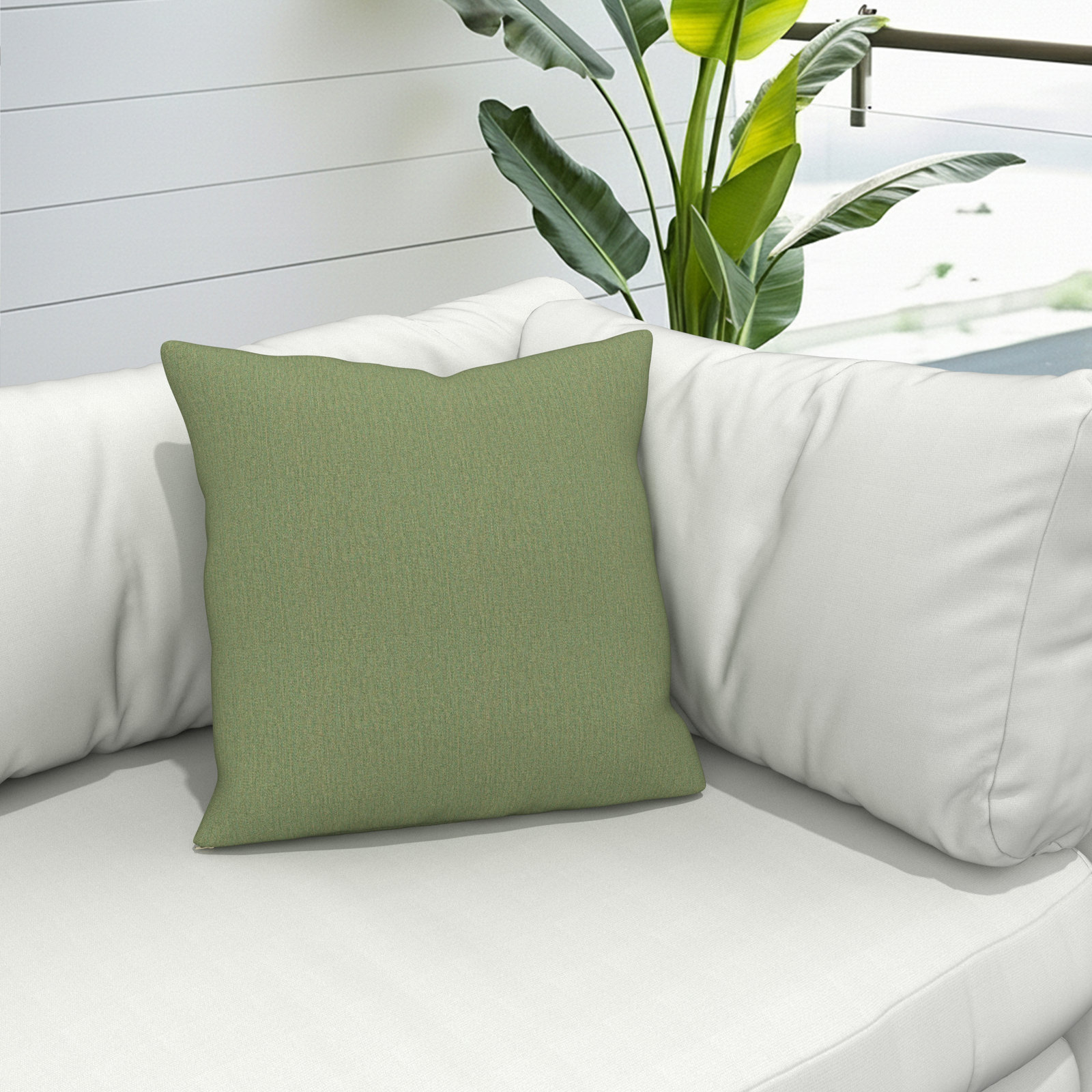 Indoor/Outdoor Throw Pillow, Square 20", Sunbrella Canvas Fern