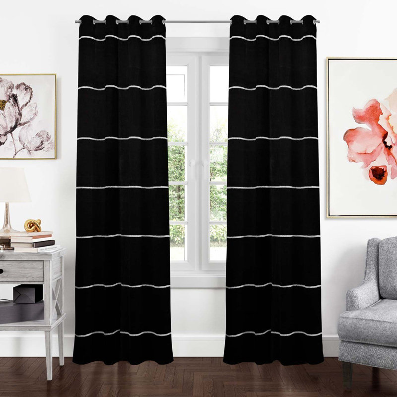 Panneau de rideau lumineux, L 38 po x L 96 po, Noir, noir, noir, noir