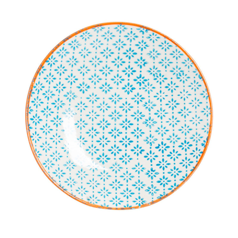 Nicola Spring - Hand-Printed Side Plate - Blue