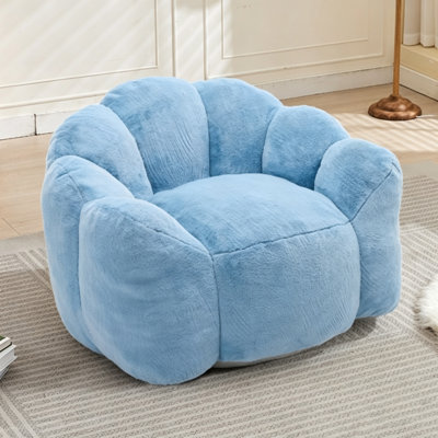  Méridienne avec accoudoirs et anneau de traction, canapé-sac confortable pour chambre à coucher et dortoir, bleu