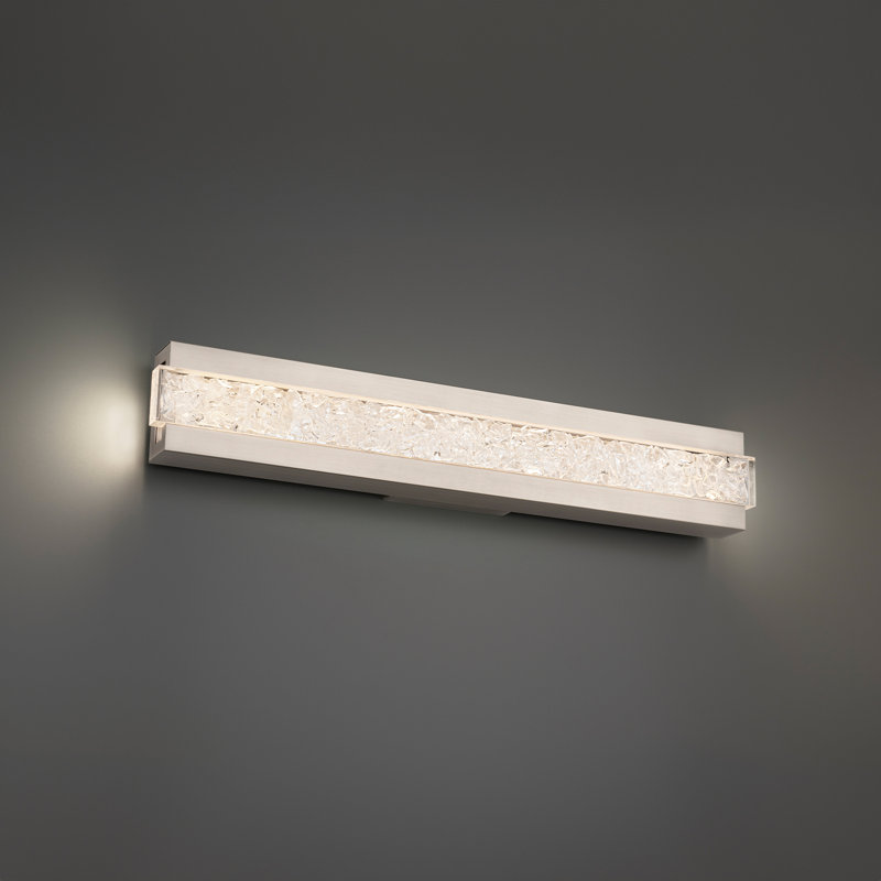 Posh 28" Dimmable LED Bath Vanity & Wall Light With Crystal, Brushed Nickel