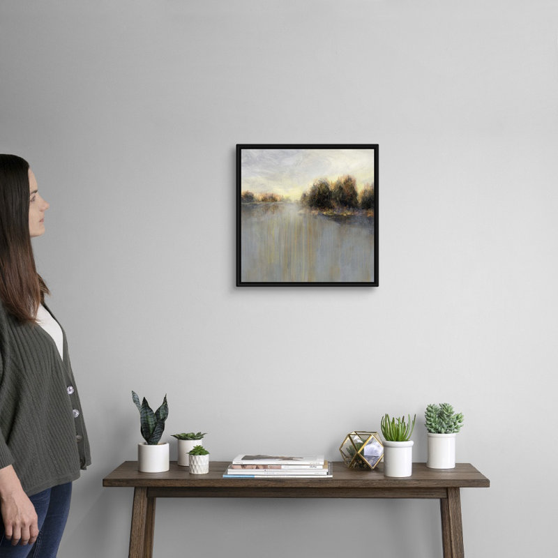 Rainy Sunset II - reproduction d'art sur toile, Cadre flottant noir, H 17,7 po x l 17,7 po x P 1,75 po