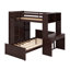 Lit mezzanine simple avec tablettes, bureau et garde-robe-118746985