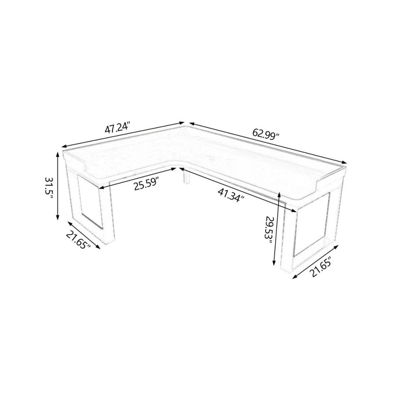 Bureaux rectangulaires en bois massif brun clair, H 29,53 po x l 62,99 po x P 47,24 po, Retour à gauche