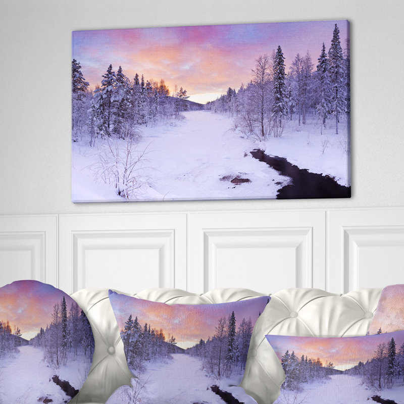 Rivière hivernale, reproduction d’art sur toile tendue, H 20 po x l 40 po x p 1 po