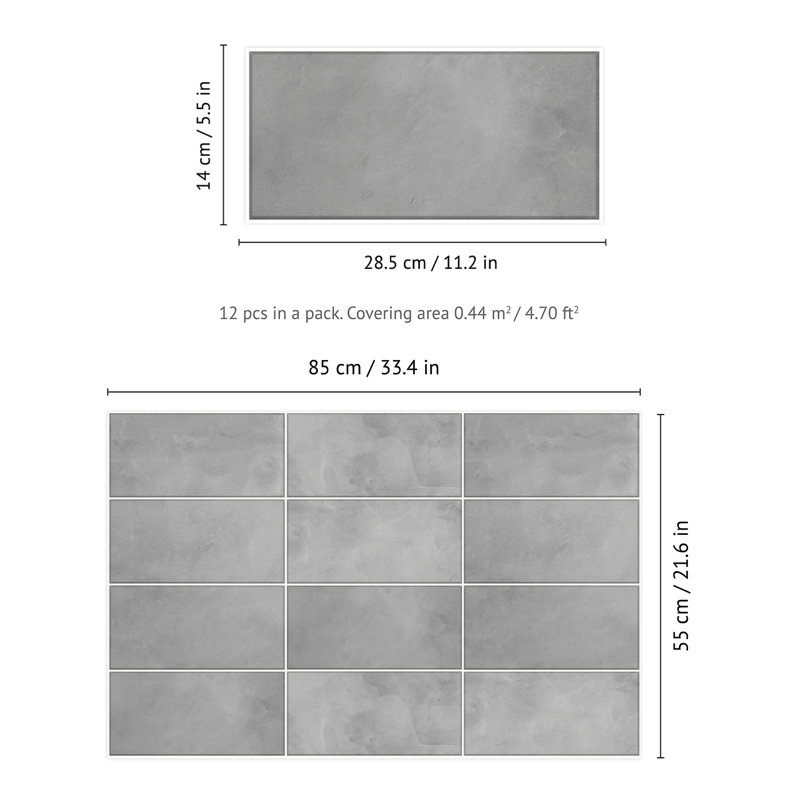 Elenora Ash Limestone Wall Tile Sticker 30.5cm x 15.4cm PVC