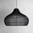 Latigo Rattan Pendant Light - Black Dome 1-Light Polished Handwoven Adjustable Light Fixture For Kitchen Island, Kitchen, Dining Room, Living Room, Bedroom, Hallway or Covered Patio in Modern, Farmhouse & Boho Style