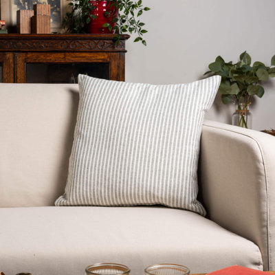 Striped White and Grey Cushion