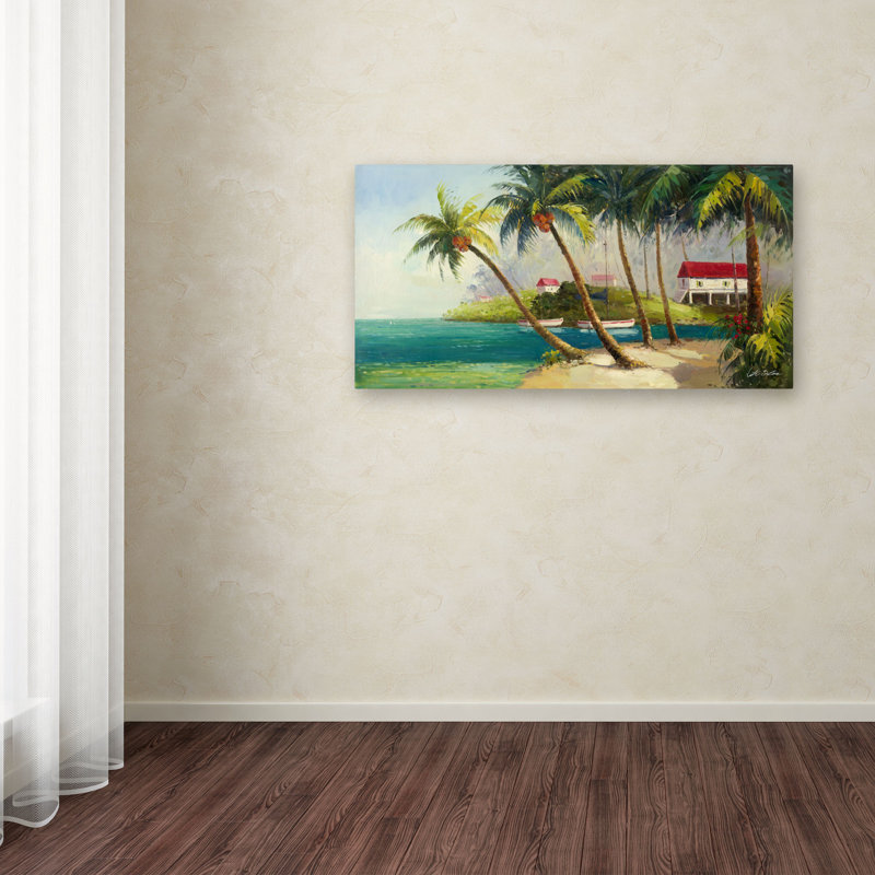 Victor Giton Caribbean Bay Canvas Art with Wooden Frame