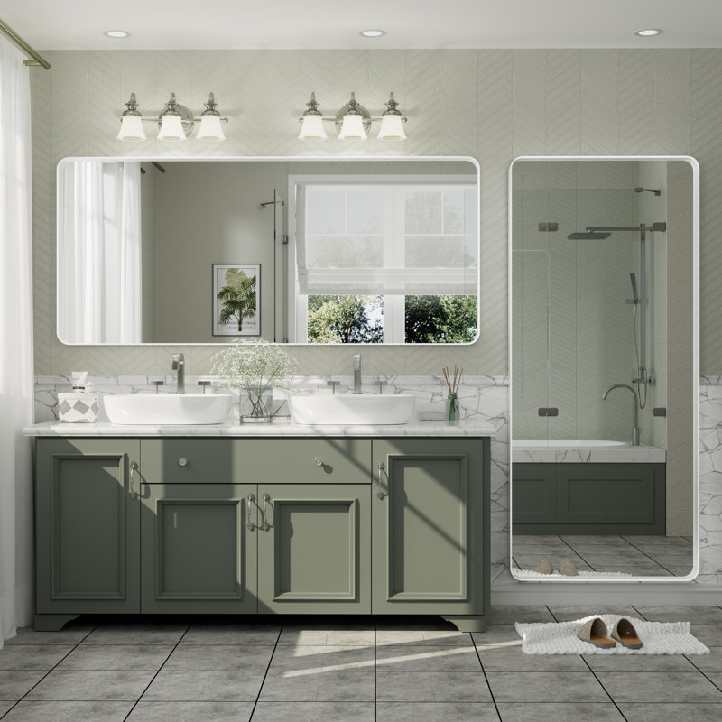 Miroir mural Aevar, 72 po x 32 po, Blanc mat