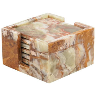 Ensemble de sous-verres en marbre 3,5 po avec support