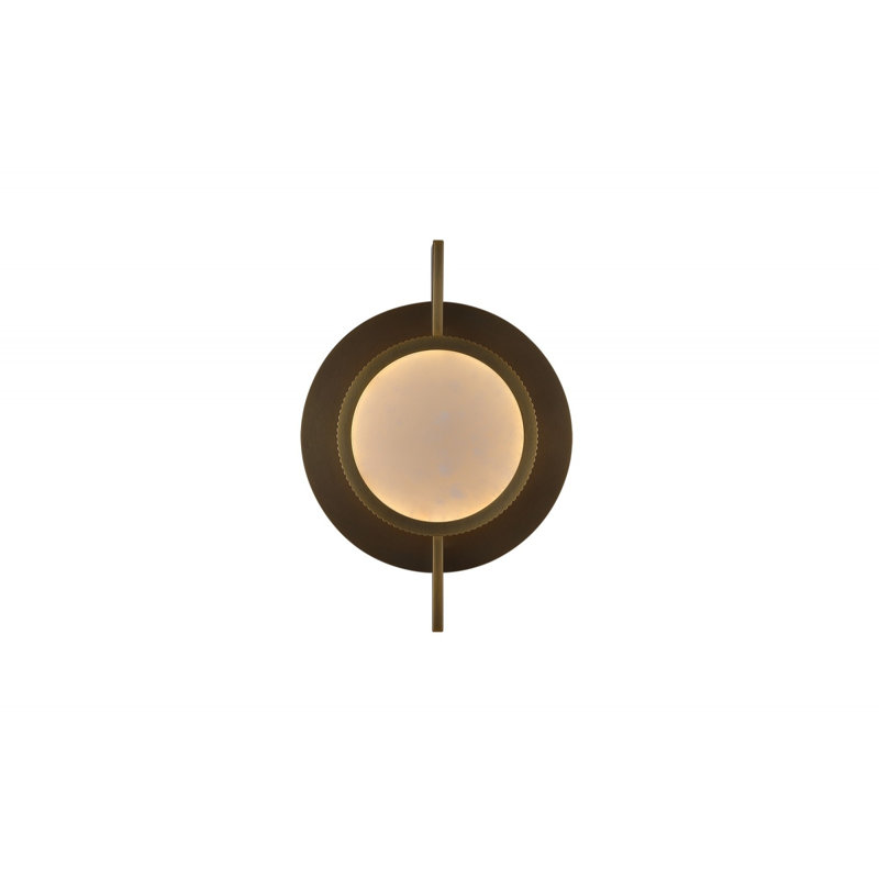  Mayfair 8"w Round Alabaster Plate Led Wall Sconce In Aged Brass, 230, 14" H x 10" W x 4" D