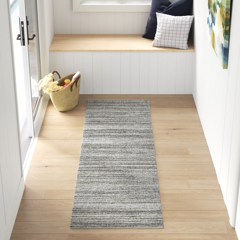 Tapis gris touffeté à la main Messine, Tapis de couloir 2 pi 3 po x 8 pi