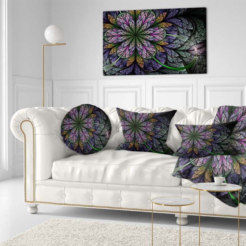 Grand motif floral fractal mauve et bleu - imprimé floral