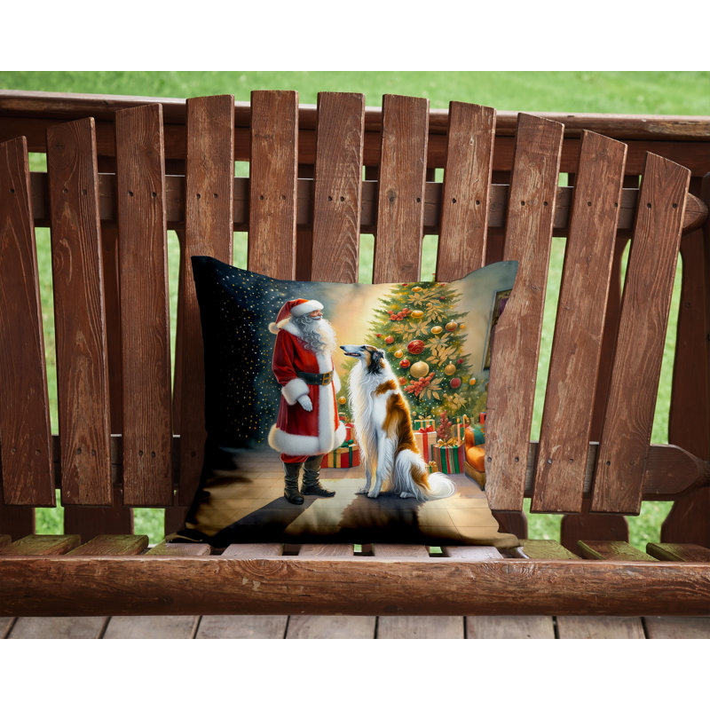 Coussin décoratif Borzoi and Santa Claus, H 14 po x l 14 po