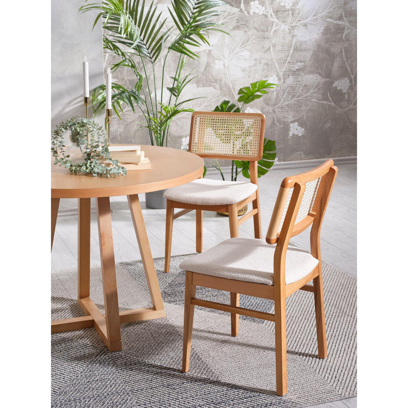 Scandinavian Dining Table & Chairs Set (4 Pieces), Natural Beech Wood, Table: 39.4 x 29.5 x 39.4 inches | Chairs: 17.7 x 33.5 x 18.9 inches | 100% Beech Wood & MDF Top | Modern Design for Elegant Dining Spaces