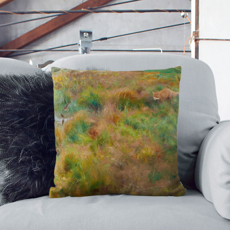 Fox Watching the Ducks Scatter Cushion, 55cm H x 55cm W x 20cm D, Black
