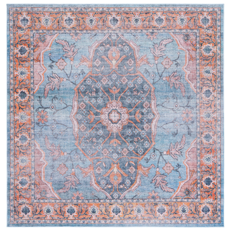 Dujuan Performance Machine Washable Oriental Rug, Square 6'7"