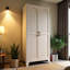 Armoire de rangement en métal de 155 cm (61 pouces) avec 2 portes profilées et étagères réglables, pour chambre et salon, blanche