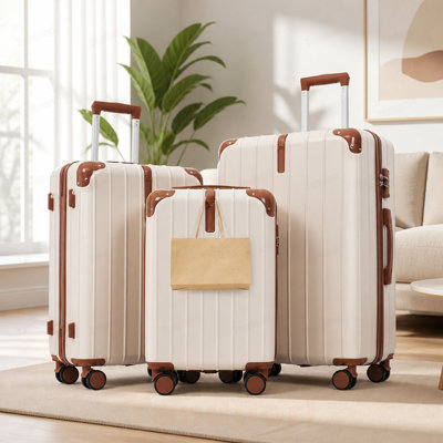 Ensemble de valises de voyage en ABS de qualité supérieure, ensemble de valises à verrou TSA 3 pièces avec des tailles de 20, 24 et 28 pouces avec des roues pivotantes à 360 °