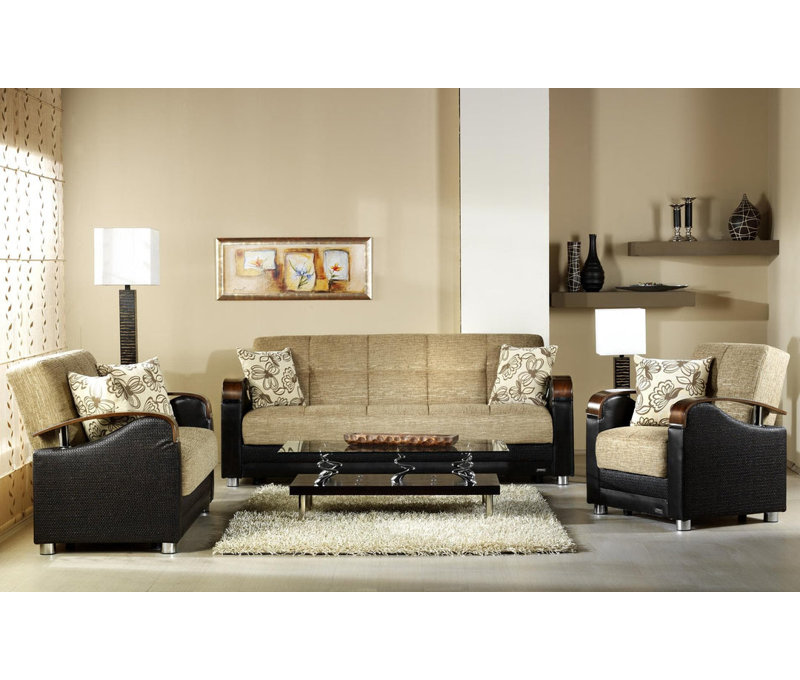 Canapé-lit Marzhan - brun, 100% polyester brun Fulya
