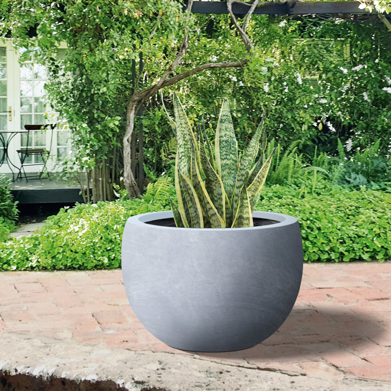 Gagnon Handmade Pot Planter, 10" H x 16" W x 16" D, Gray