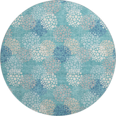 Premium Machine Washable Prisco Teal Rug