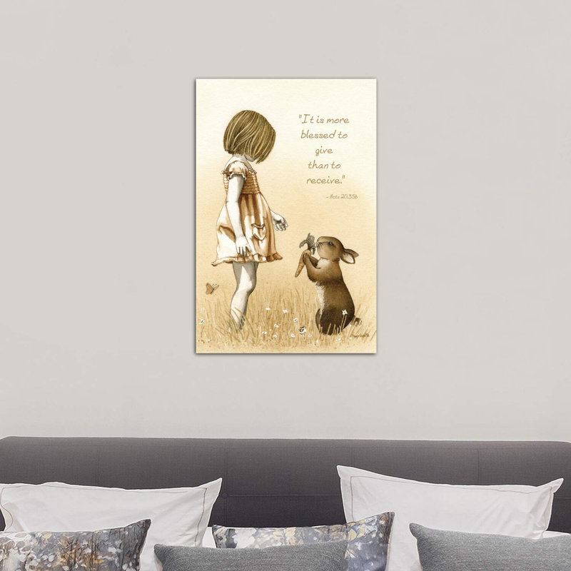 Girl With The Giving Rabbit by Tracy Lizotte - Wrapped Canvas Painting, 66.04 cm H x 45.72 cm W x 3.175 cm D