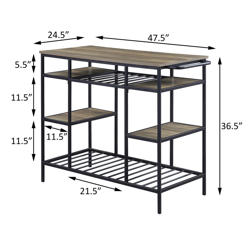 Îlot de cuisine rustique avec tablettes ouvertes
