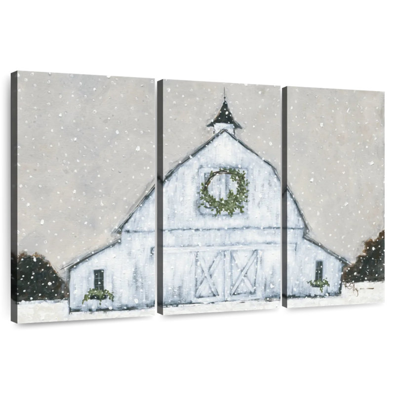Lilie Christmas Snowy Barn, H 42 po x l 65 po