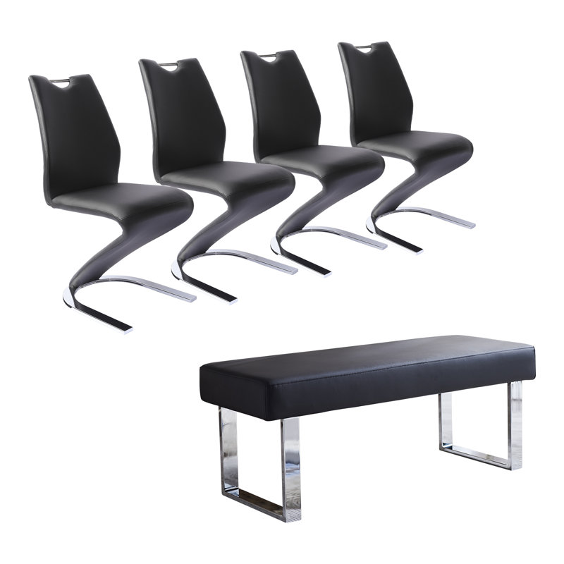 Banc avec repose-pieds Cemal, Noir