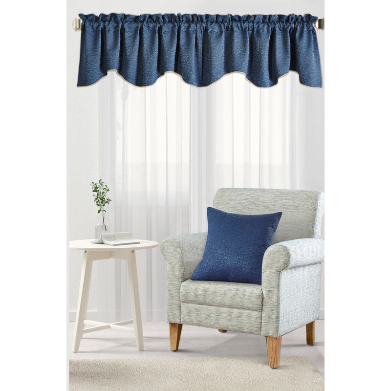 Angola Solid Colour Ruffled 56" Window Valance, Real Teal