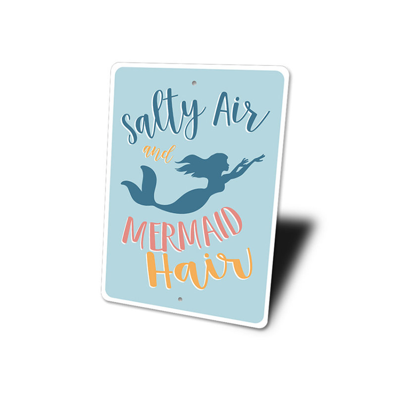 Plaque en aluminium sirène cheveux plage, H 14 po x l 10 po x P 0,04 po