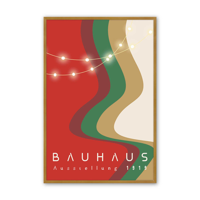 Affiche Holiday Holiday Glow Bauhaus I, Cadre simple en or poli, H 11,25 po x l 9,25 po