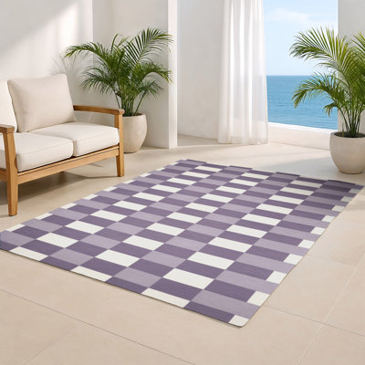 Tapis d'intérieur et d'extérieur à carreaux rose