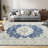 Vintage Boho Area Rug – Washable Floral Print, Non-Slip, Low Pile Carpet for Bedroom, Living Room, Dining Room (Blue)-185673236