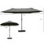 Parasol de patio de 15 pieds - Parasol extérieur rectangulaire en acier double face, gris foncé, protection contre le soleil, manivelle facile, matériau durable gris 15 pi avec base. Parasol de parasol. Acier, intempéries