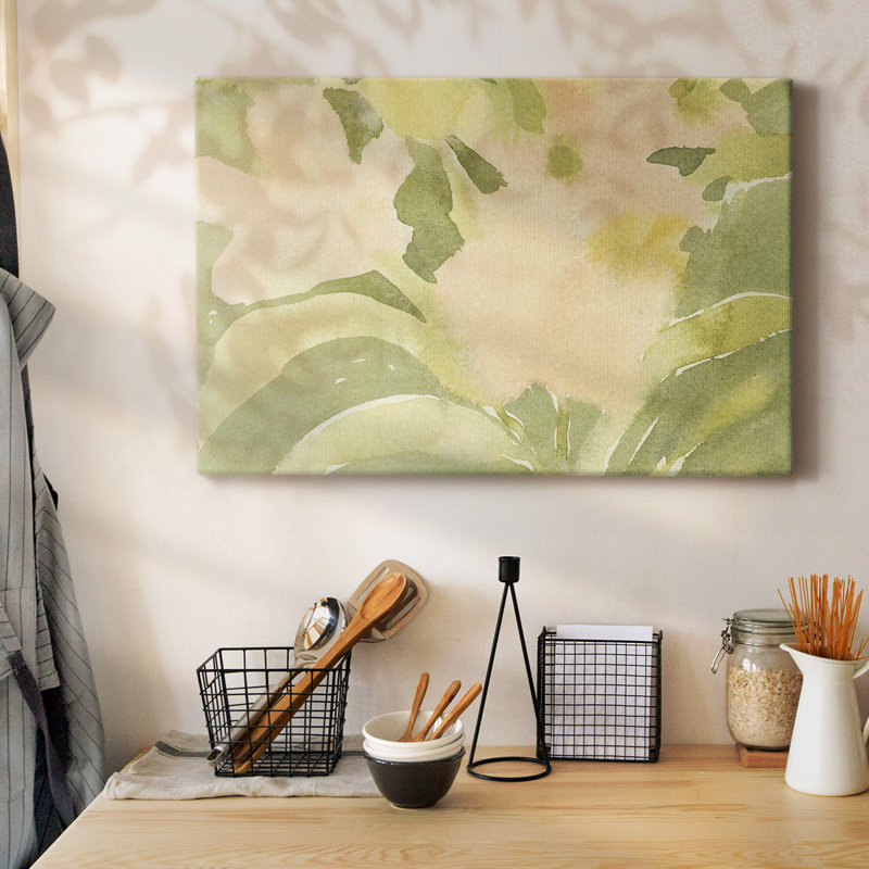 Verdant Floral Abstract II-Gallery Wrapped Canvas, 12" H x 18" W