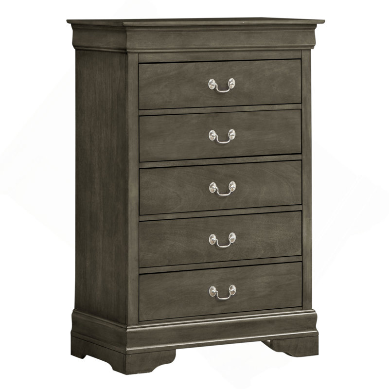 Commode verticale avec poignées décoratives, Gris