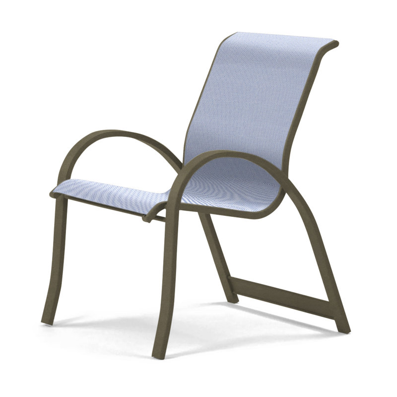 Aruba Stacking Patio Dining Armchair, Beacon Taupe Sunbrella®, Beachwood