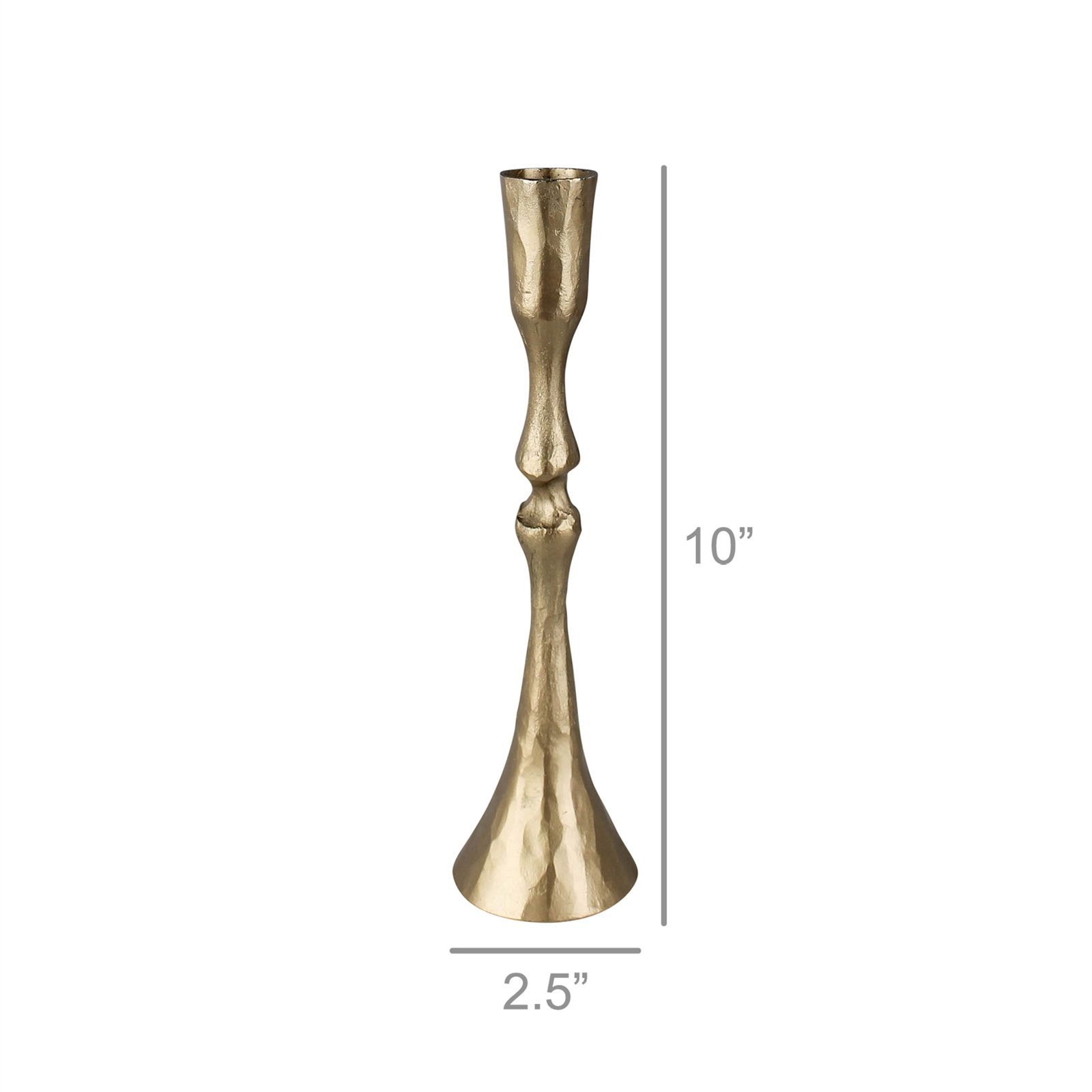 Iron Candlestick Holder, 10" H x 2.5" W x 2.5" D