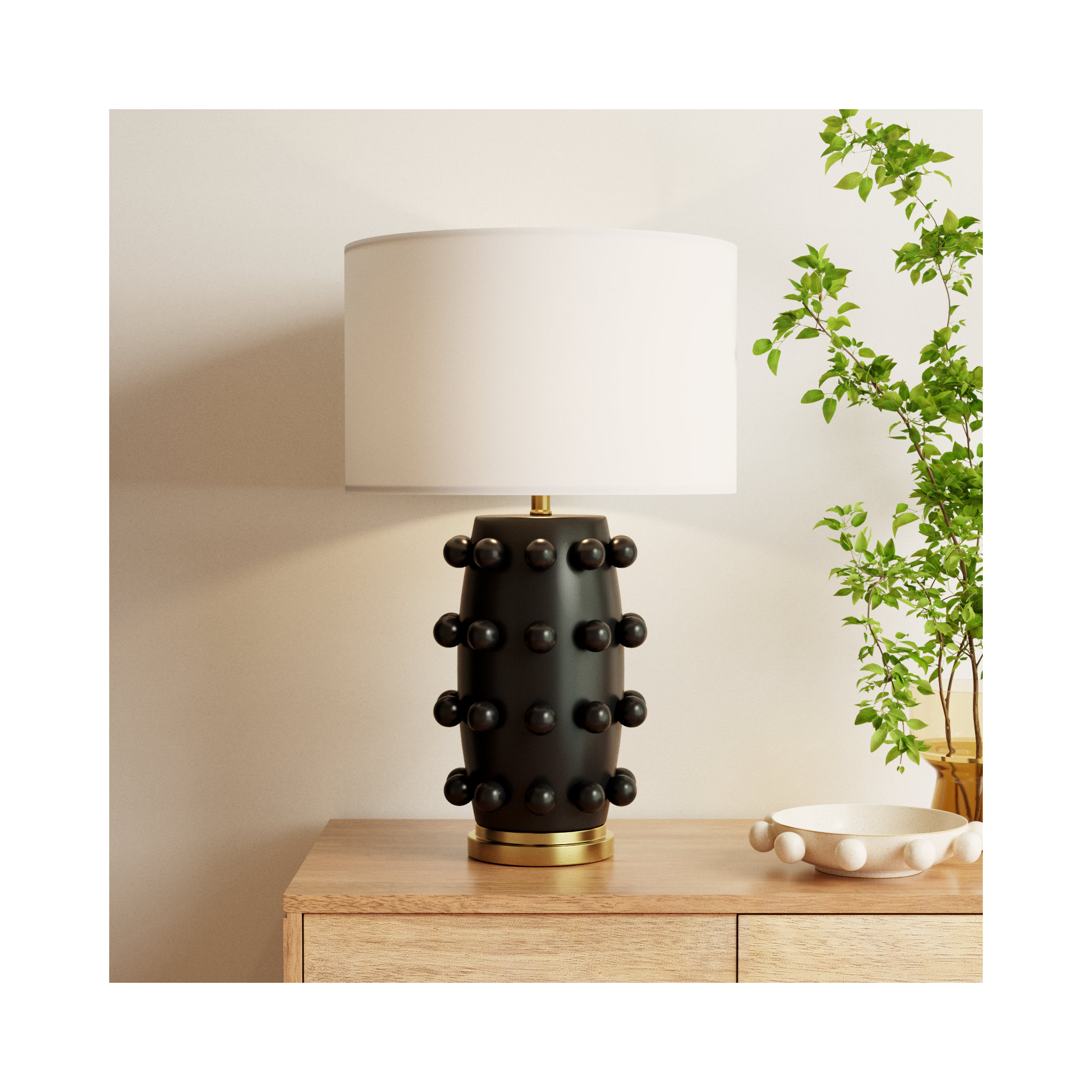 Jacqueline Table Lamp, Matte White/Gold