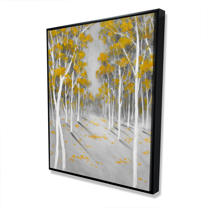 Toile de bouleau jaune - décor de toile grise Paysages gris