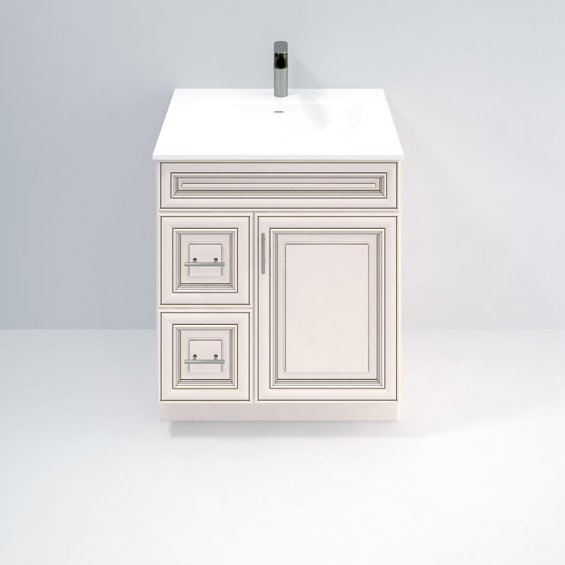 Ensemble de meuble-lavabo 30 po avec lavabo en résine de polyuréthane, Blanc antique