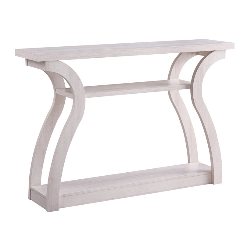 Curvy Leg Entryway Console Table with Two Shelves - White Oak Finish