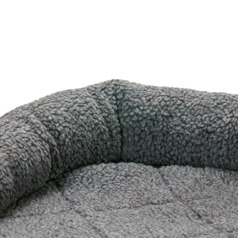 Faux Lambswool Crate Bolster Pet Bed, Large (23" W x 36" D x 2.70" H), Gray