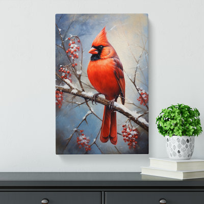 Cardinal Bird Modern - Art Prints - Wrapped Canvas