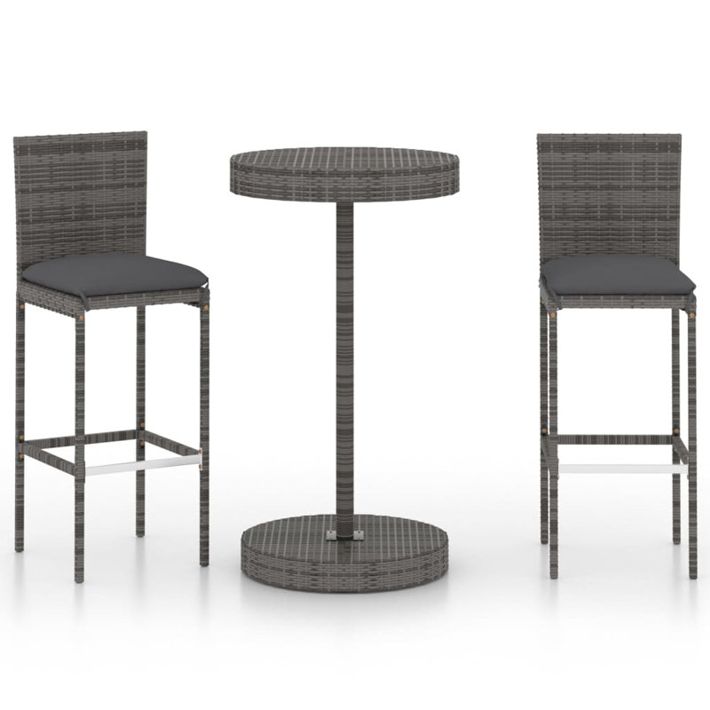 3 Piece with Cushions, Gray Frame/Gray Cushion