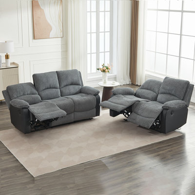 Reclining Sofa Sectional Recliner Plush Corduroy Couches Set Sofa