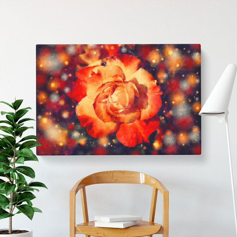 Orange Rose Flower - Wrapped Canvas, 40cm H x 60cm W x 3cm D